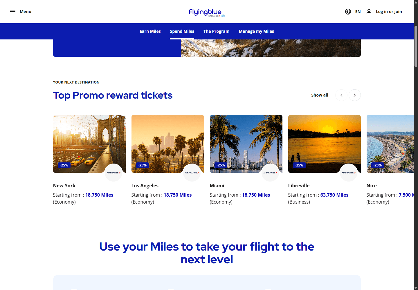 Award search results for Air France/KLM Business Promo Award, captured 2026-04-16